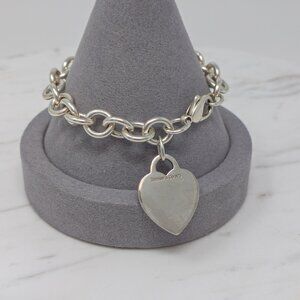 Tiffany & Co. Sterling Silver Heart Tag Charm Bracelet 925